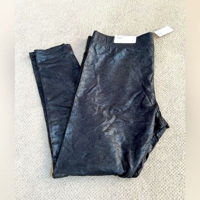 Soma Woman’s Large Black Foil Essential Comfort Stretch Leggings   NWT